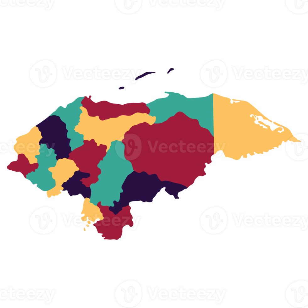 Honduras mapa. mapa do Honduras dentro administrativo províncias dentro multicolorido png