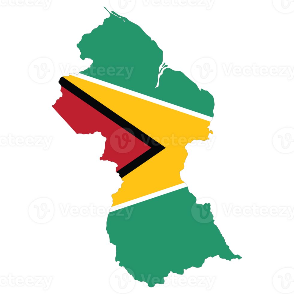 Map of Guyana with national flag of Guyana png
