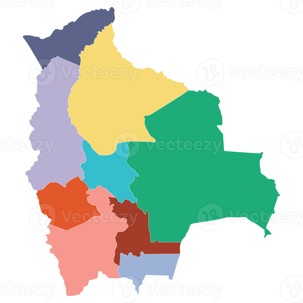 Bolivia map. Map of Bolivia in administrative provinces in multicolor png