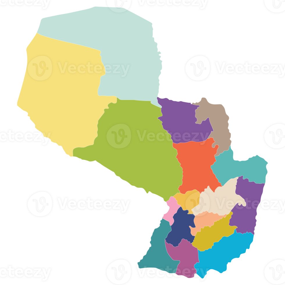 paraguay mapa. mapa de paraguay en administrativo provincias en multicolor png