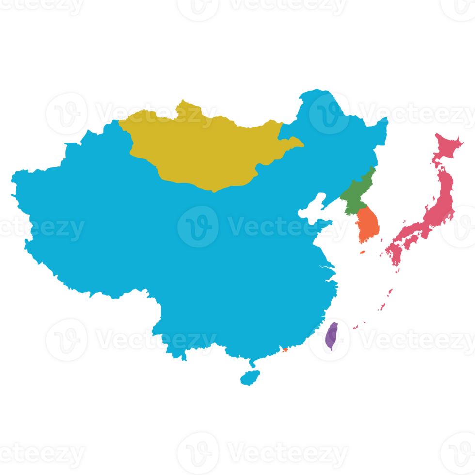 leste Ásia país mapa. mapa do leste Ásia dentro multicolorido. png
