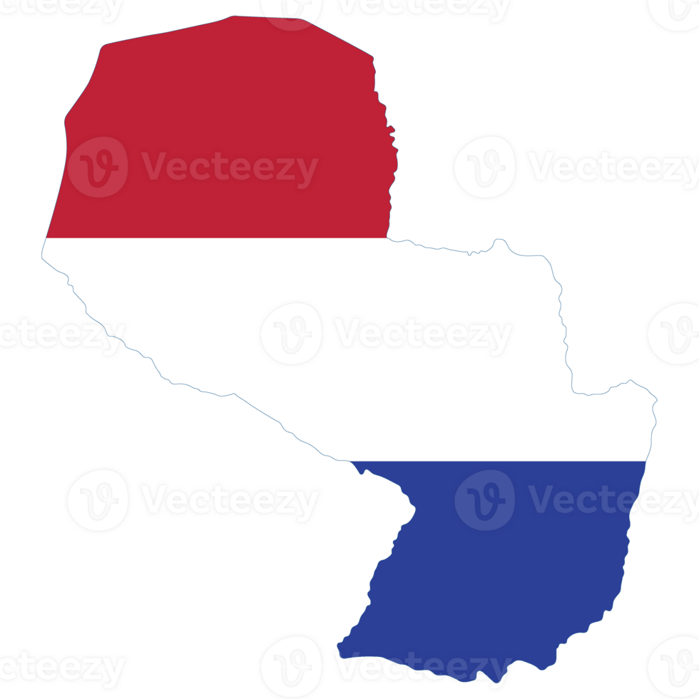 Map of Paraguay with national flag of Paraguay png