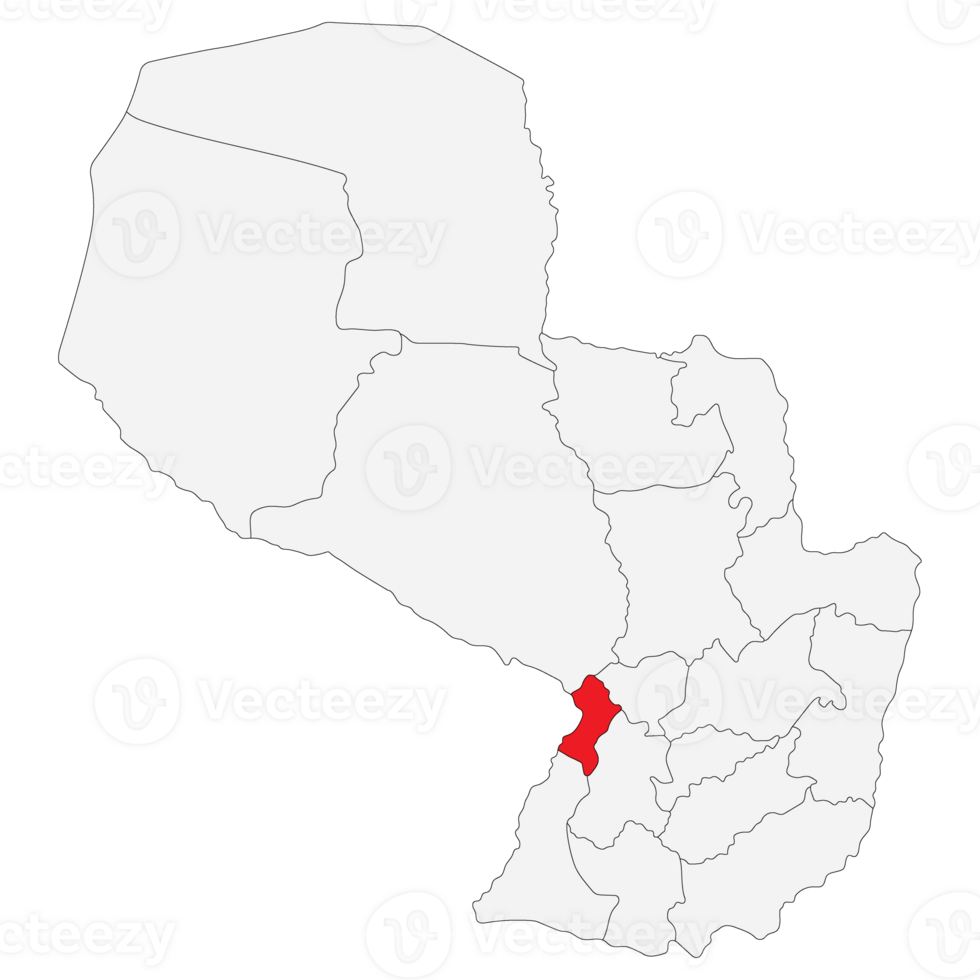Map of Paraguay with capital city Asuncion png