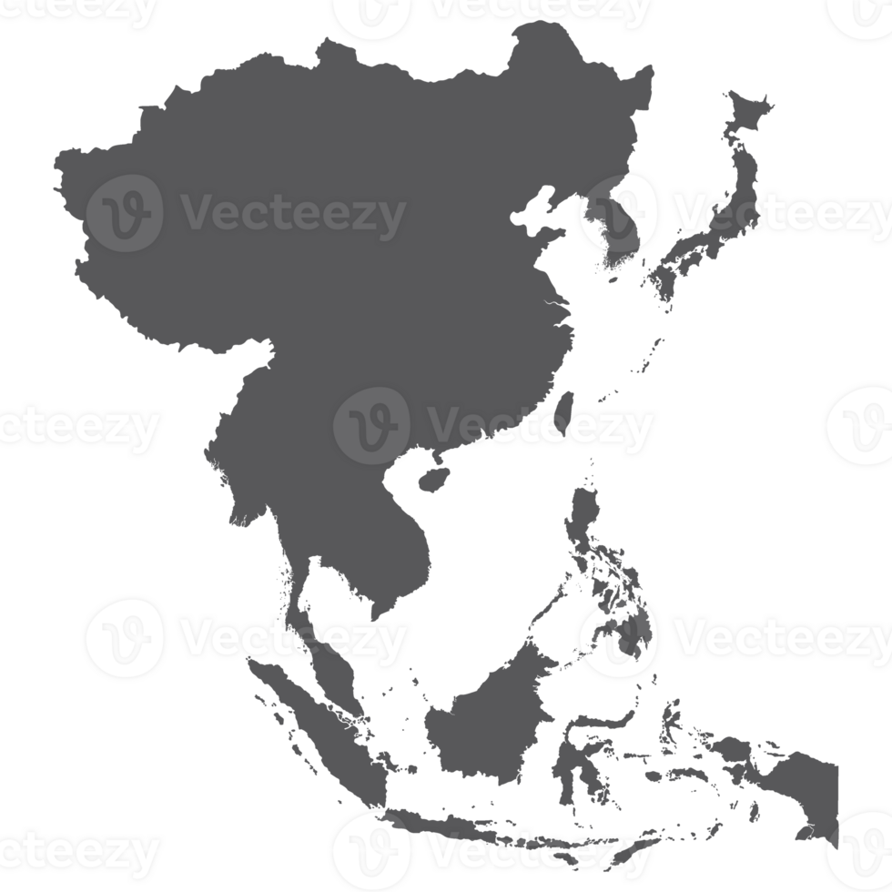 Asia country Map. Map of Asia in grey color. png