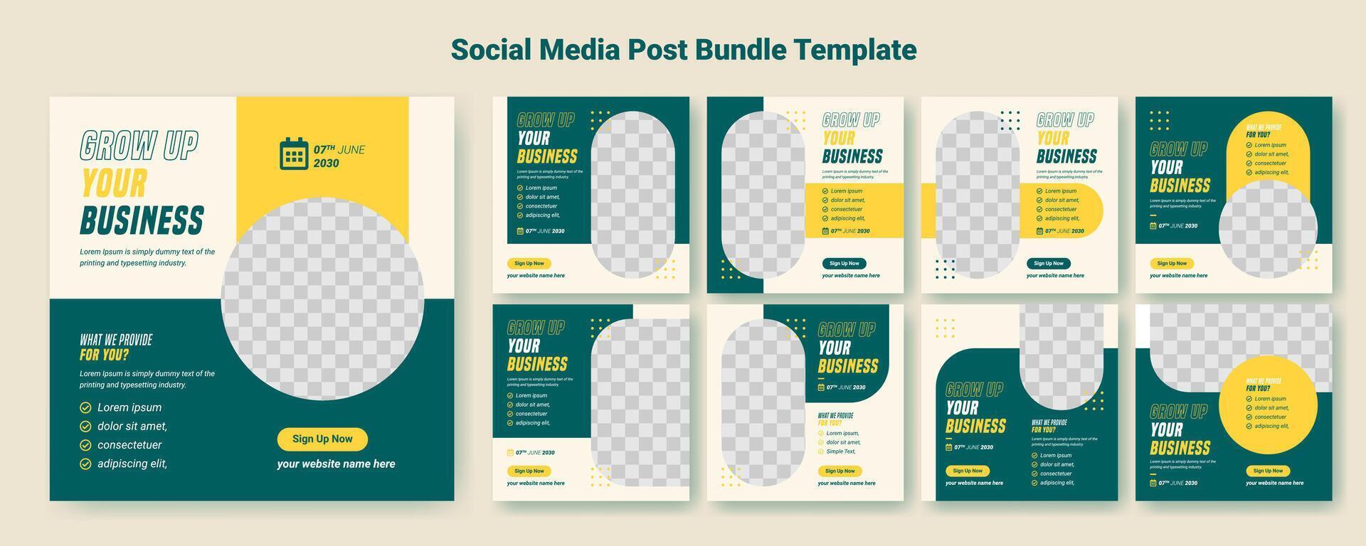 Social media cover post banner template design bundle set, Square post layouts vector illustration