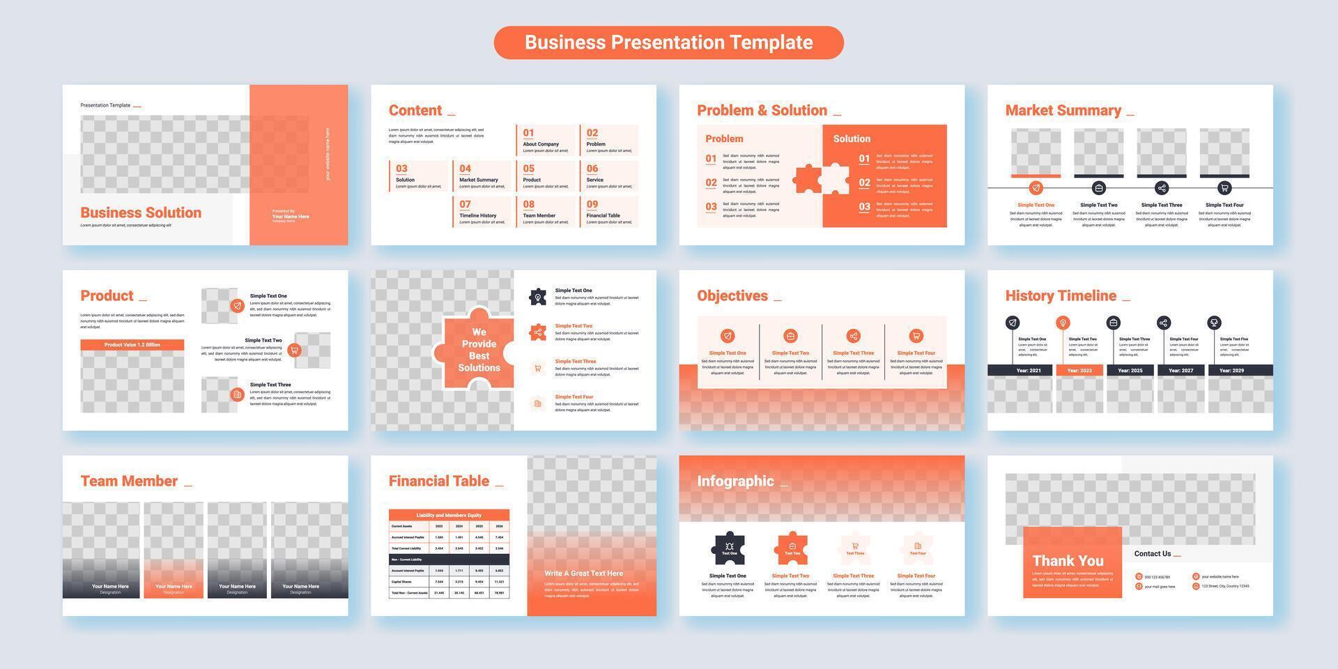 Creative business presentation slides template design. Use for modern presentation background, brochure design, website slider, landing page, annual report, company profile vector