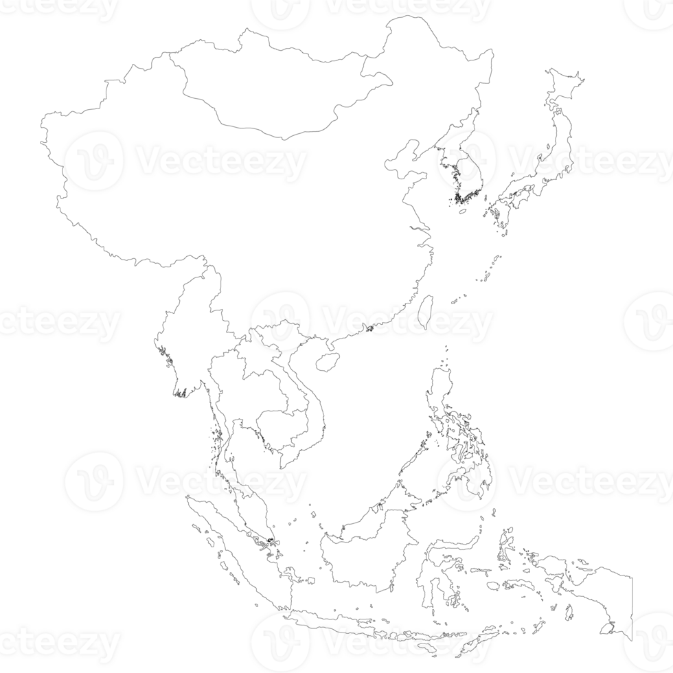 Asia country Map. Map of Asia in white color. png