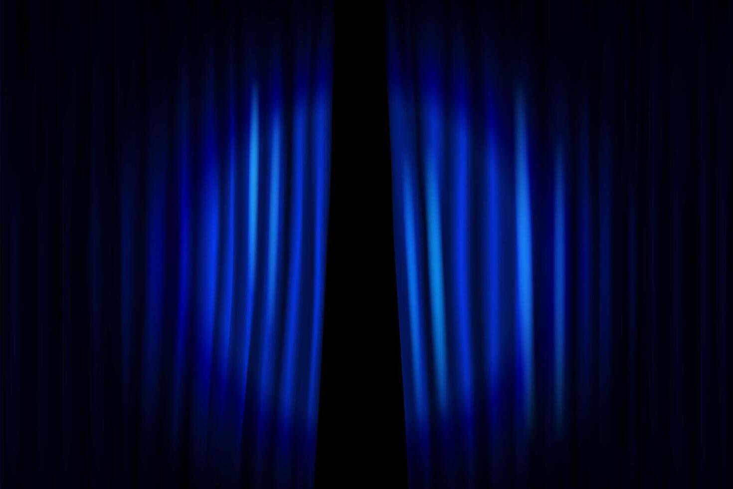 azul cortina con circulo ligero de proyector vector