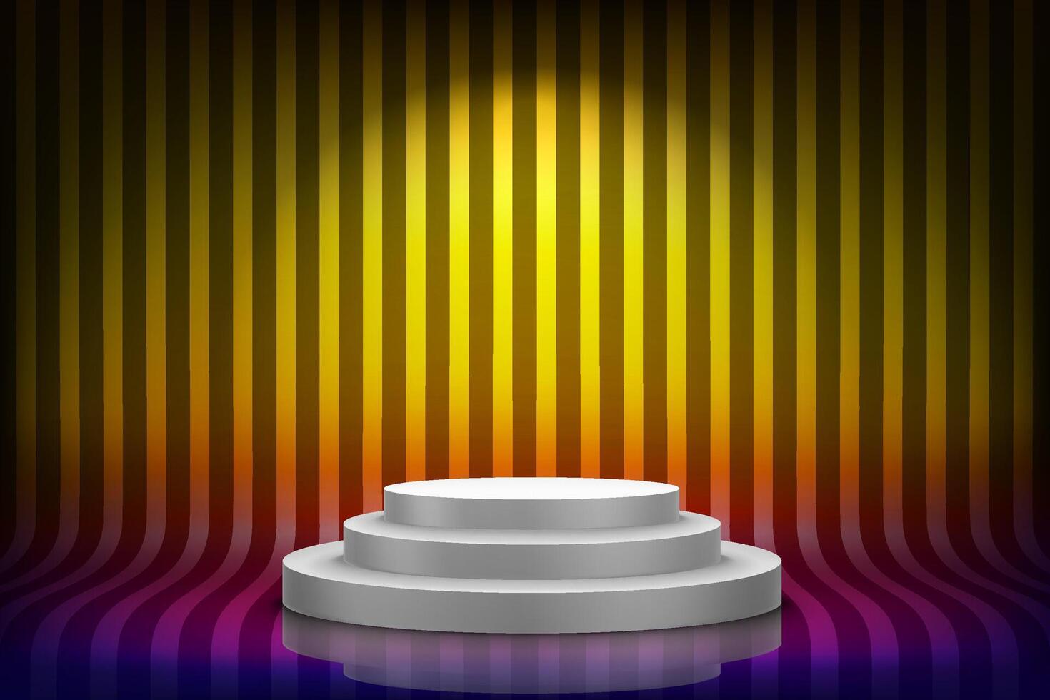 Abstract vibrant studio with stripes and white podium vector