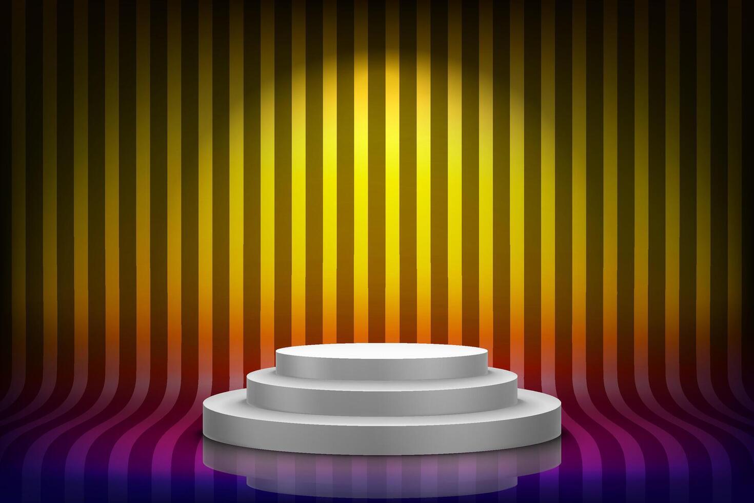 Abstract vibrant studio with stripes and white podium vector