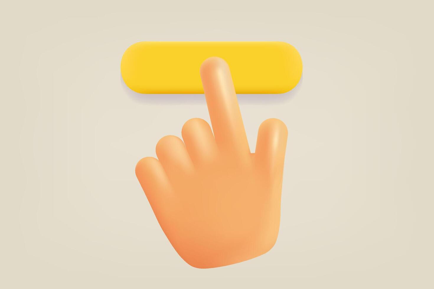 Comic hand pressing button. 3d vector illustration