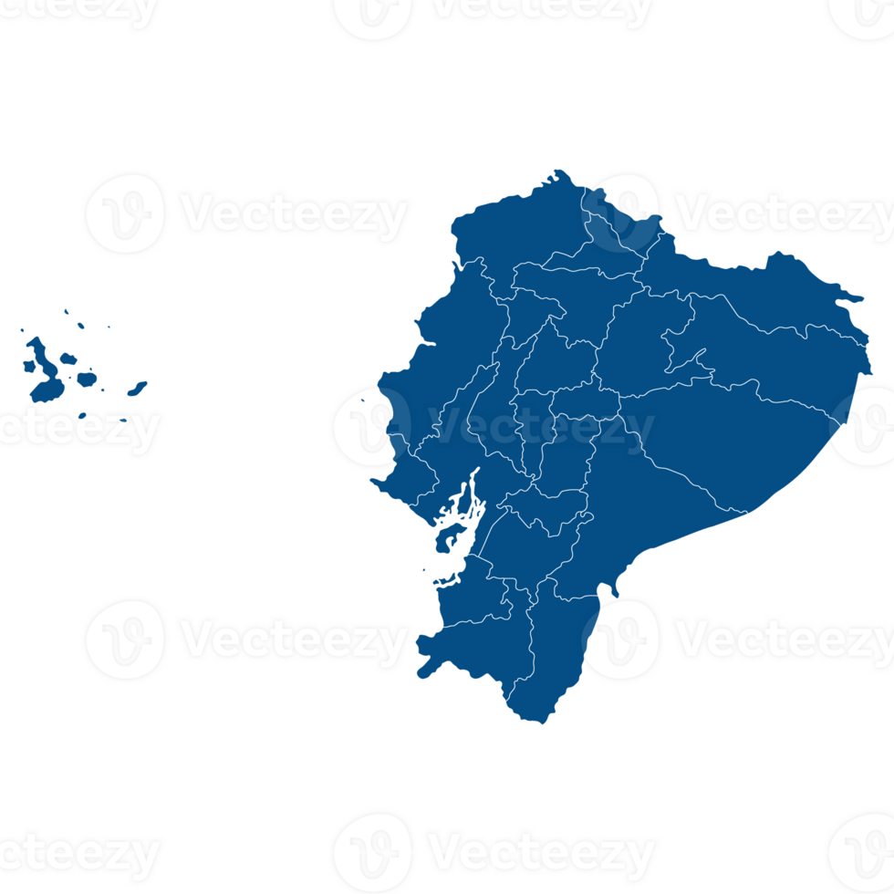 Ecuador map. Map of Ecuador in administrative provinces in blue color png