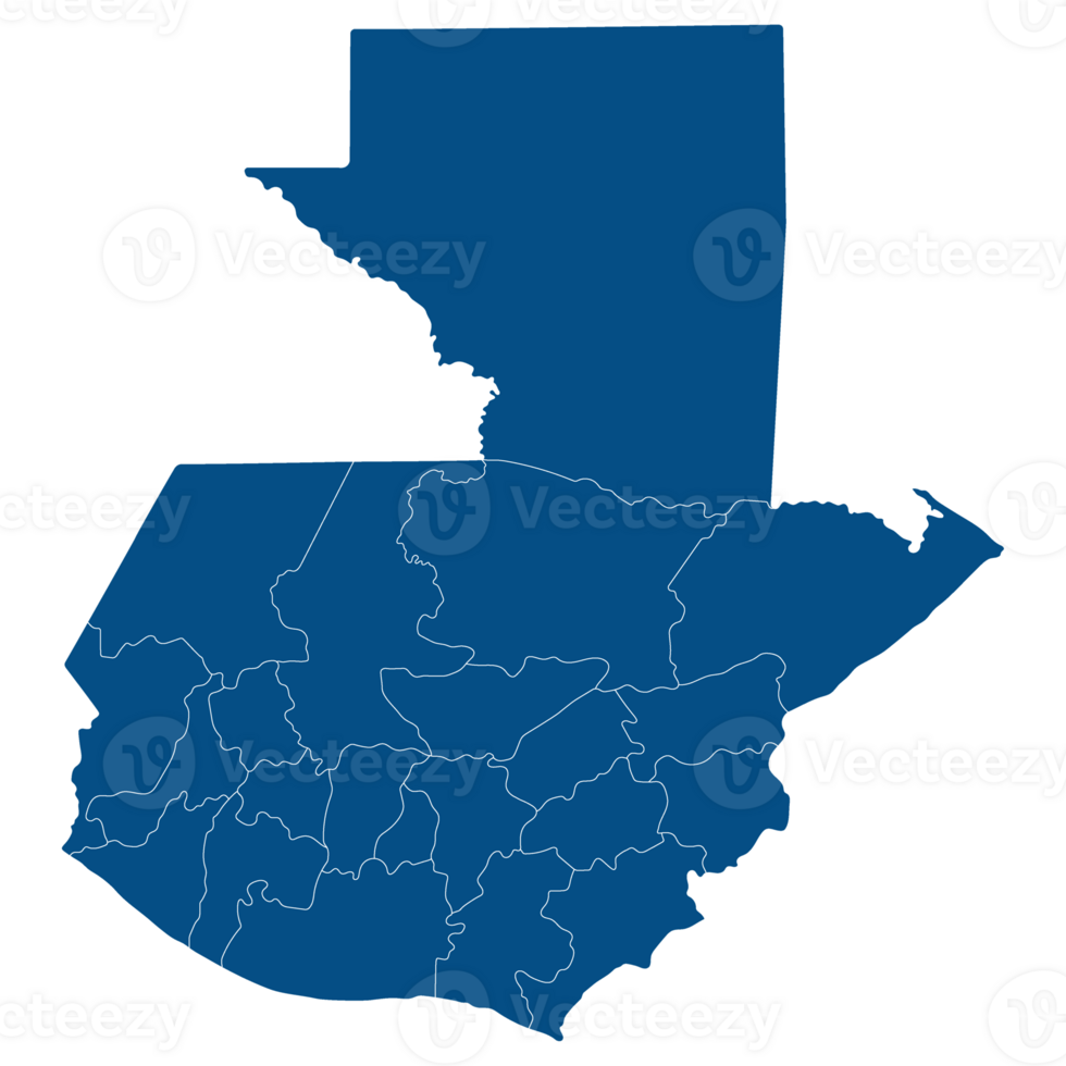 Guatemala map. Map of Guatemala in administrative provinces in blue color png