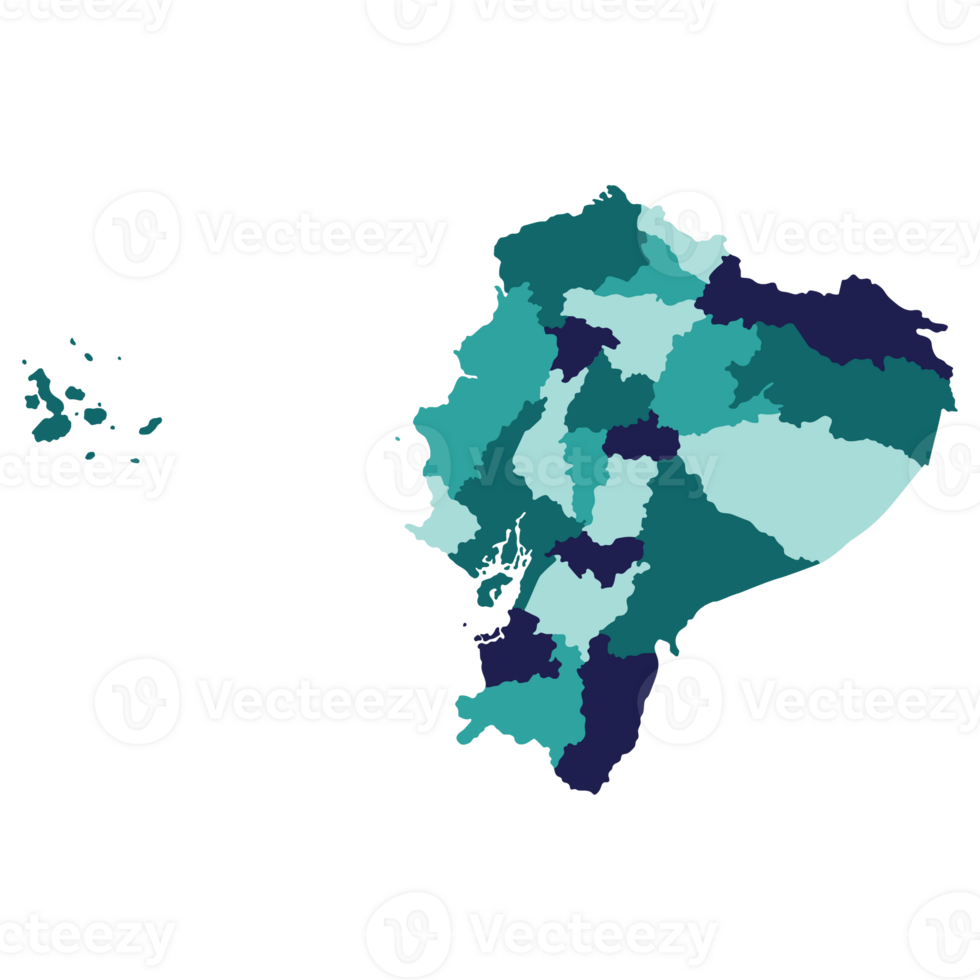 Ecuador map. Map of Ecuador in administrative provinces in multicolor png