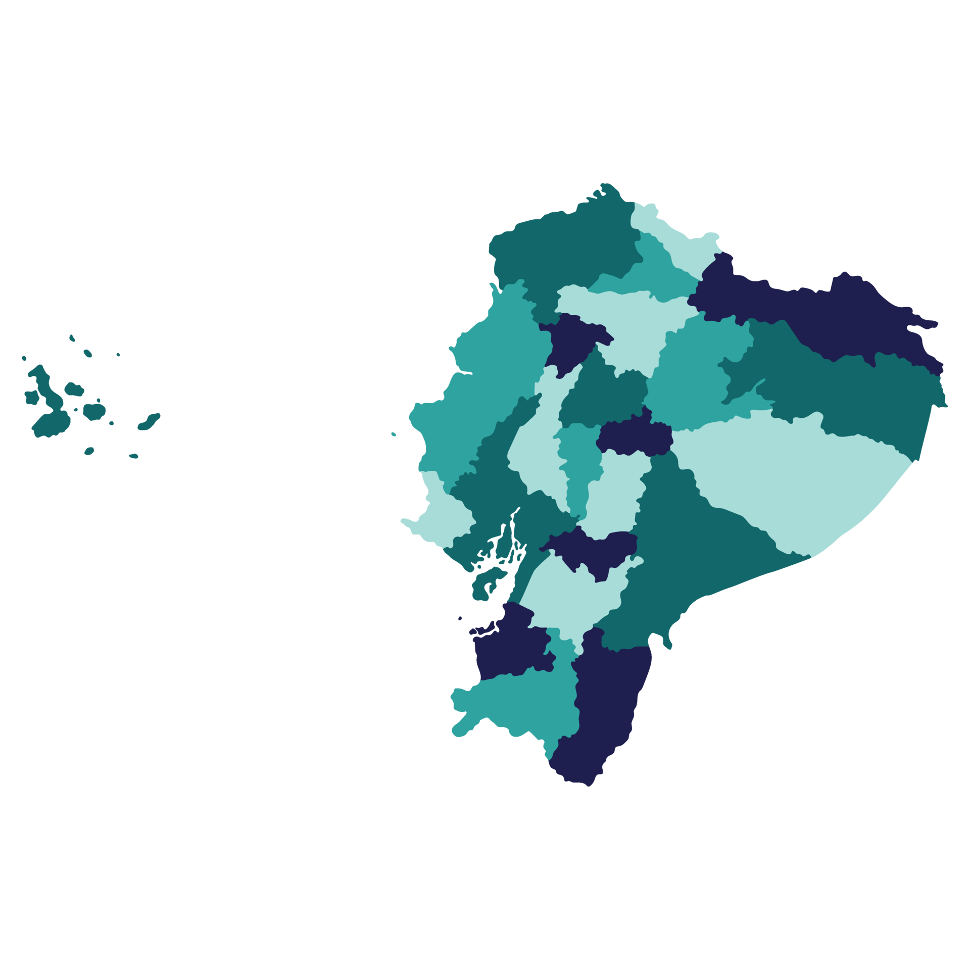 Ecuador map. Map of Ecuador in administrative provinces in multicolor