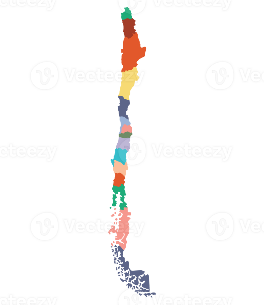 Chile mapa. mapa do Chile dentro administrativo províncias dentro multicolorido png