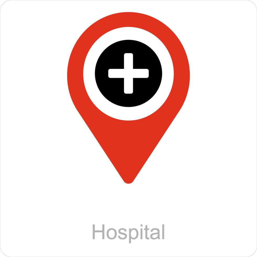 hospital y ubicación icono concepto vector