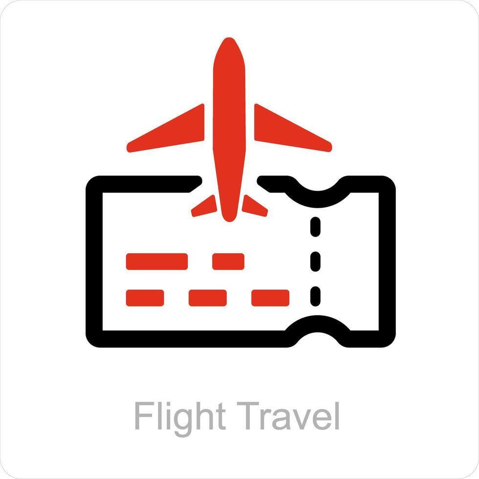 flight travel and plane ticket icon concept vector