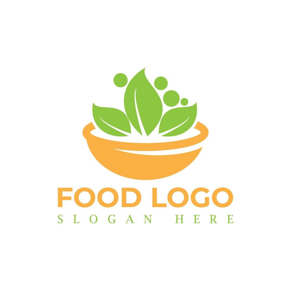 Food logo design template icon symbol for cafe, restaurant, cooking business and organic food symbols with fruits and vegetables. vector