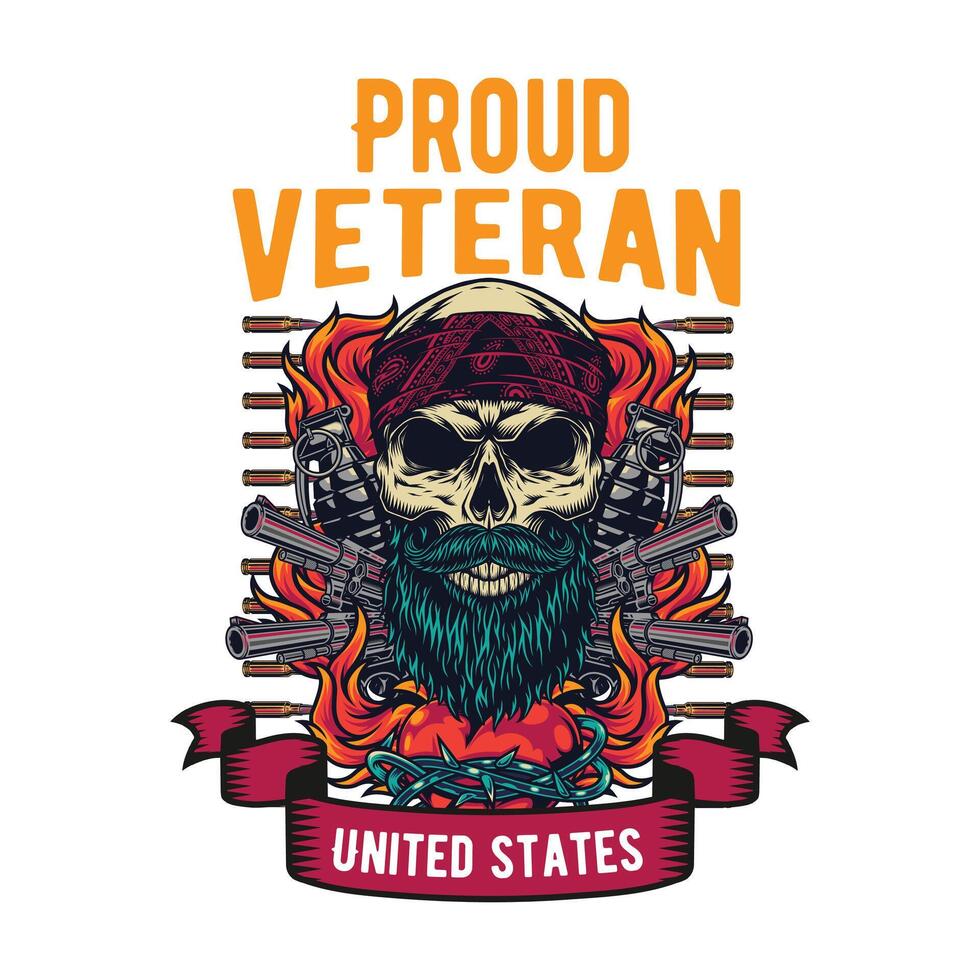 Proud veteran typography t shirt design vector