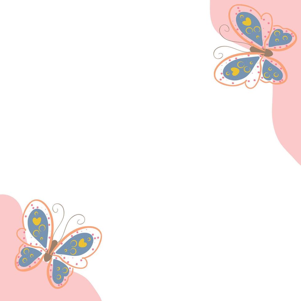 Aesthetic Background with Cute Butterfly Vector Illustration. Design for banner, poster, card, invitation and social media post