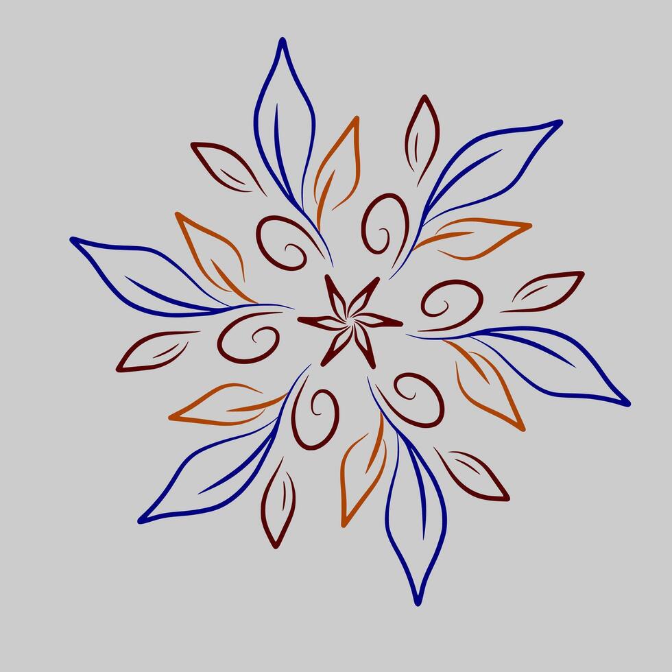 Leaf Art In Circle Shape With Floral And Swirl. Pattern Design For Creative Project, Wall Art, Greeting Card vector