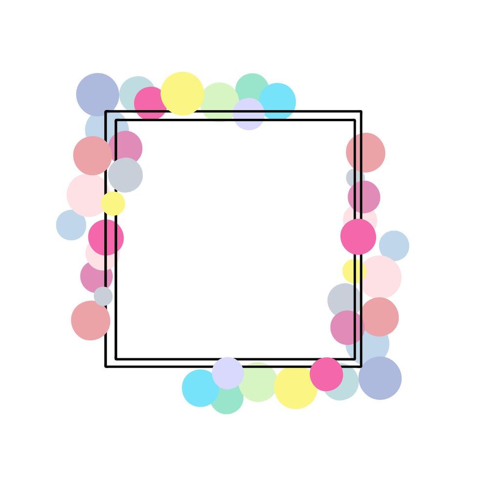 Colorful pastel polka dot frame text background for banner, birthday card, invitation, social media post, poster vector