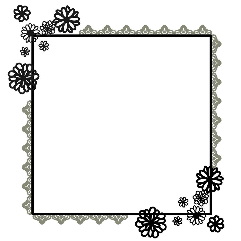 Floral Scalloped frames Vector Elements. Square design for Decoration, frame, cards, background, text banner