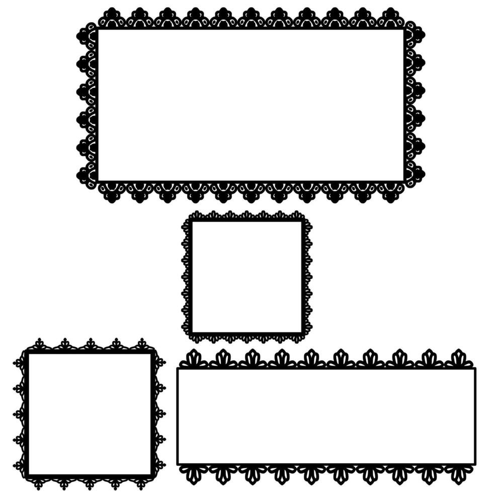 Vintage Set of Scalloped frames Vector Elements. Square And Rectangle design for Decoration , frame, cards, background, text banner