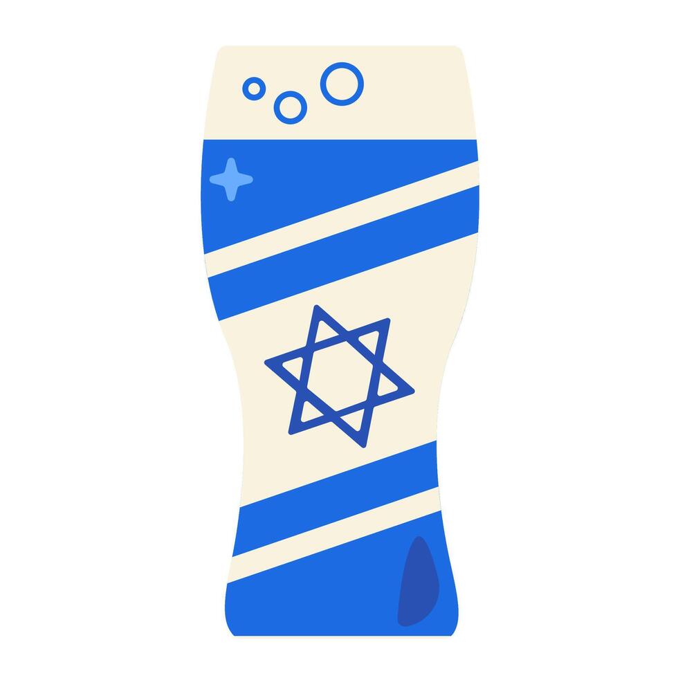 Israel Flag Beer Drink Glass Solid Milk vector