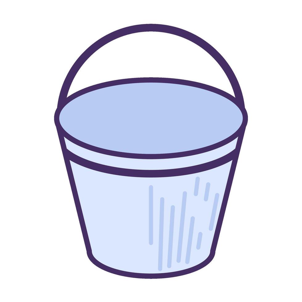 Empty Metal Bucket DIY Tool Stroked Icon vector