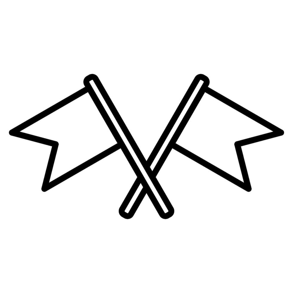 Crossed Paper Flags Birthday Thin Stroke Icon vector