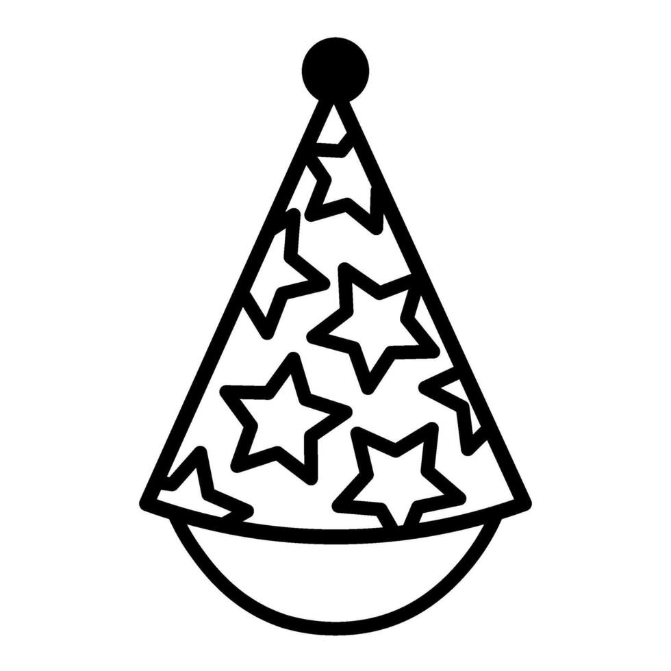 Headdress Cone Cap Birthday Party Thin Stroke Icon vector
