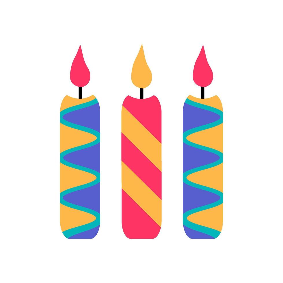 Burning Decorative Candles Party Color Stroke Icon vector