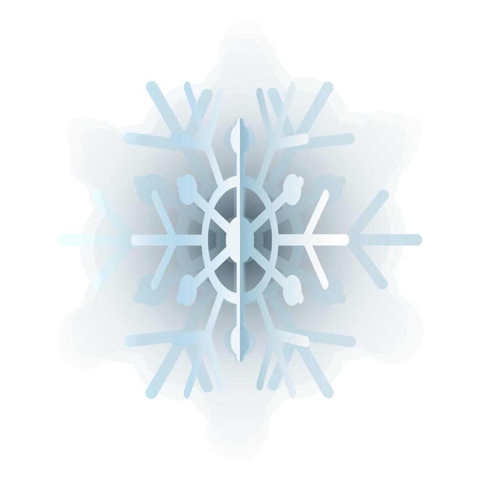 Winter Blue Fluffy Snowflake Gradient Icon vector