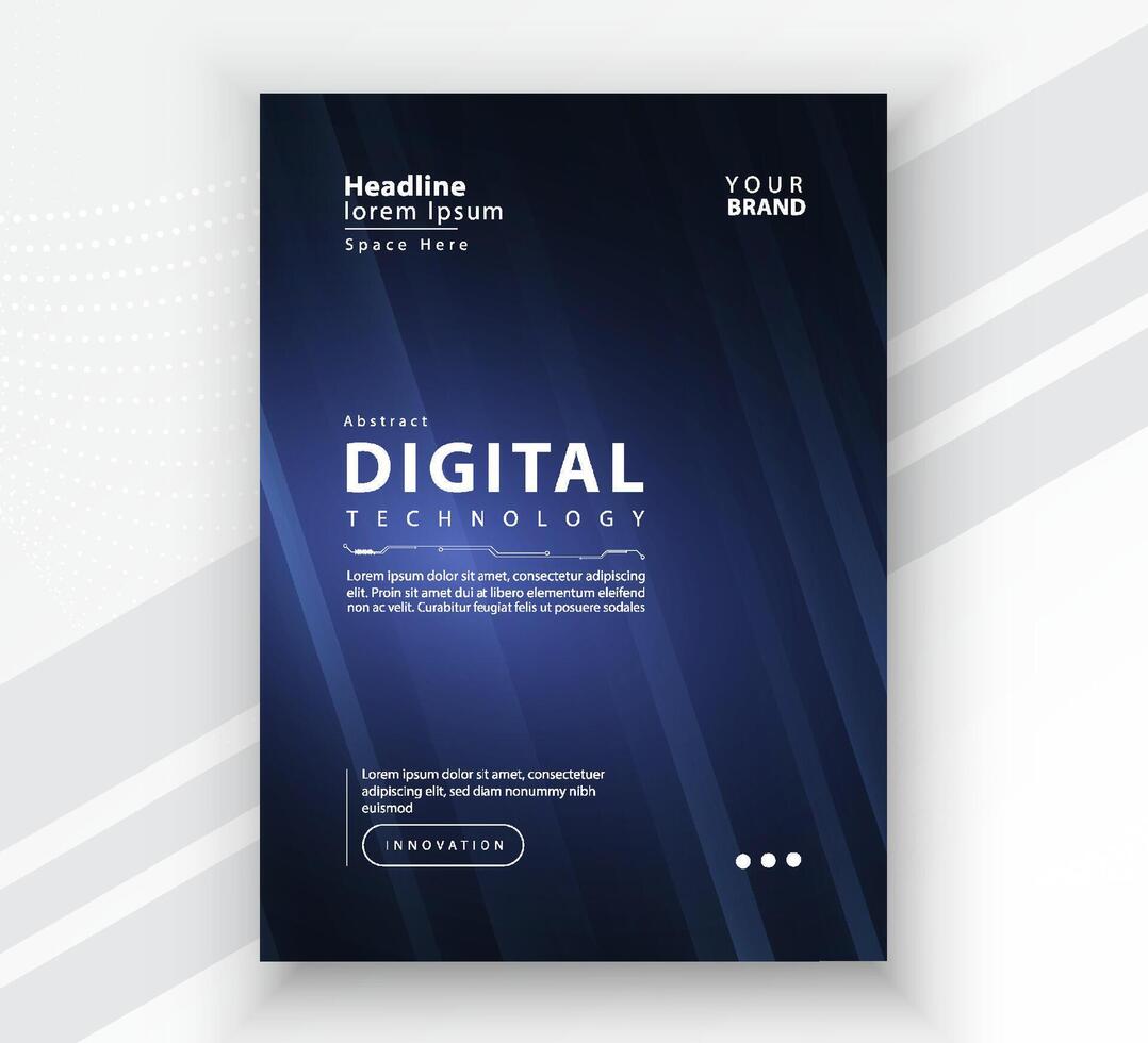Poster brochure cover banner presentation layout template, Technology digital futuristic internet network connection blue background, Abstract cyber future tech communication, Ai big data science post vector