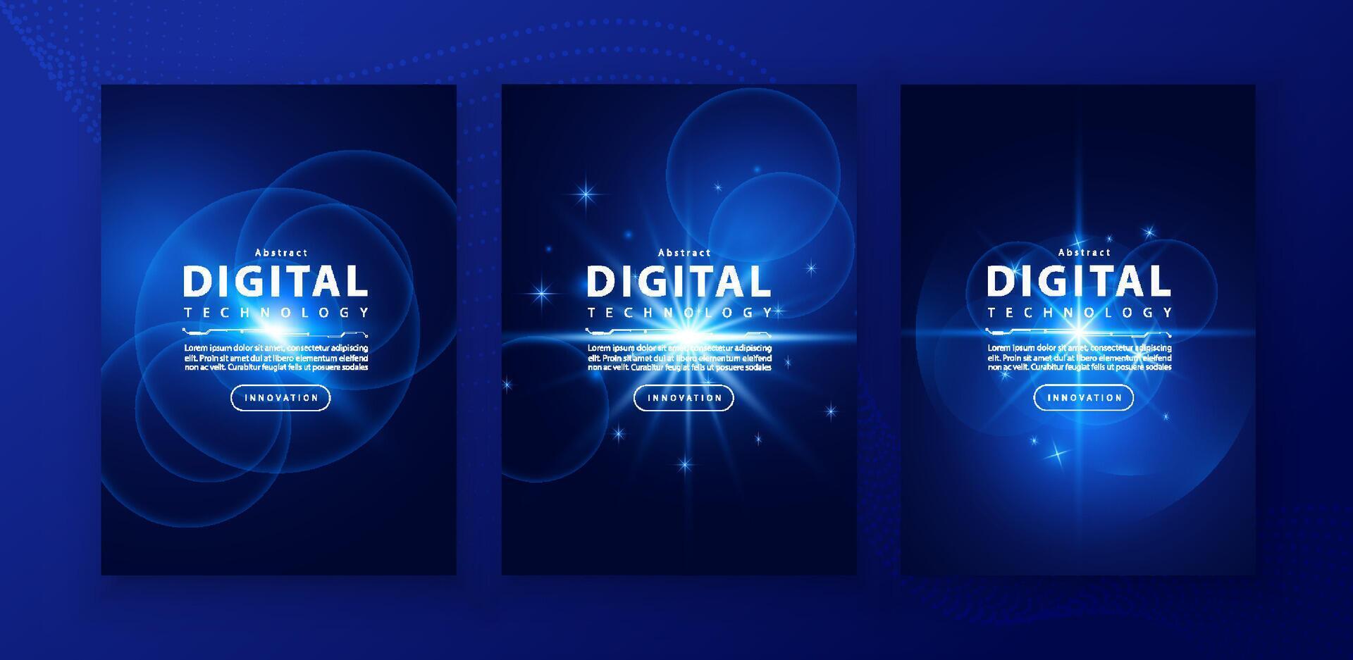 Poster brochure cover banner presentation layout template, technology digital futuristic internet network connection blue background, abstract cyber future tech communication, Ai big data science 3d vector