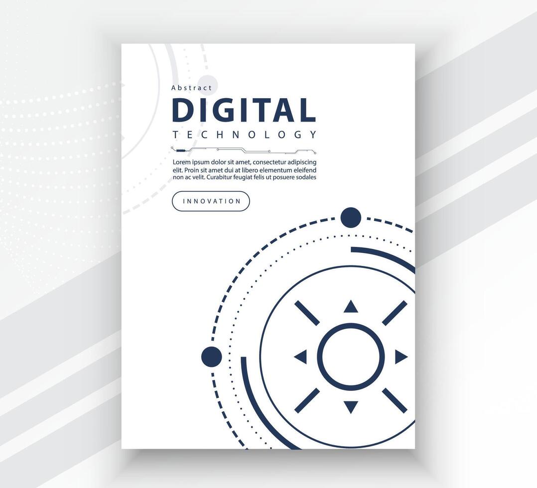 Poster brochure cover banner presentation layout template, technology digital futuristic internet network connection white background, abstract cyber future tech communication, Ai big data science 3d vector