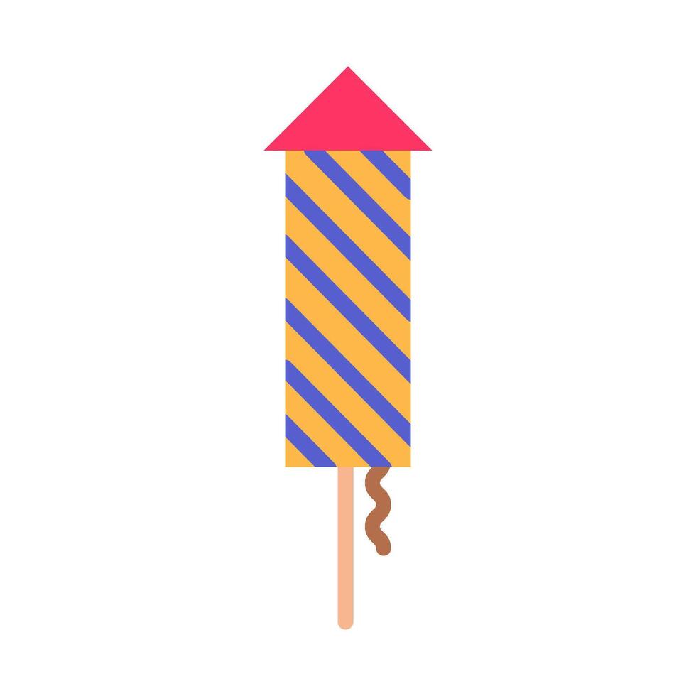 Rocket Firecracker Birthday Color Stroke Icon vector