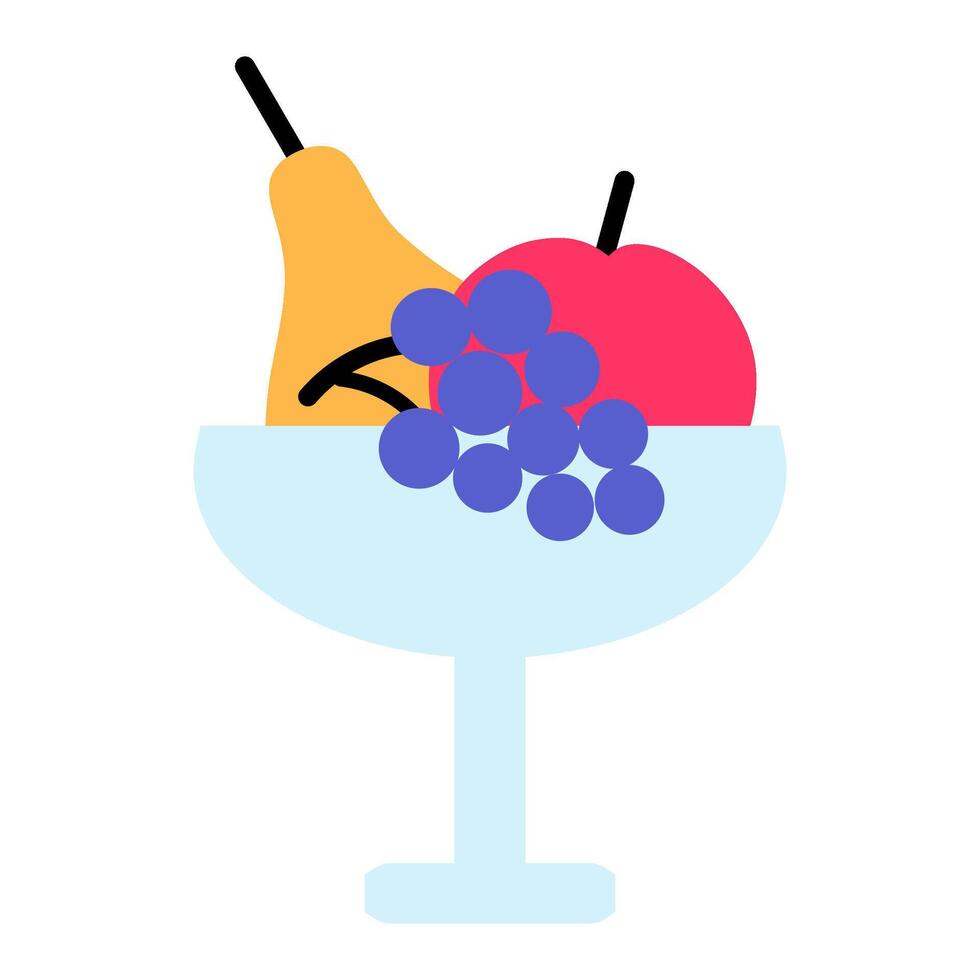 Bowl Of Fruits And Berries Party Color Stroke Icon vector