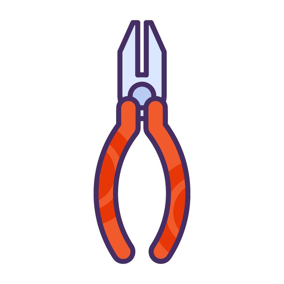 Stroked Hand Pliers Electrician DIY Tool Icon vector