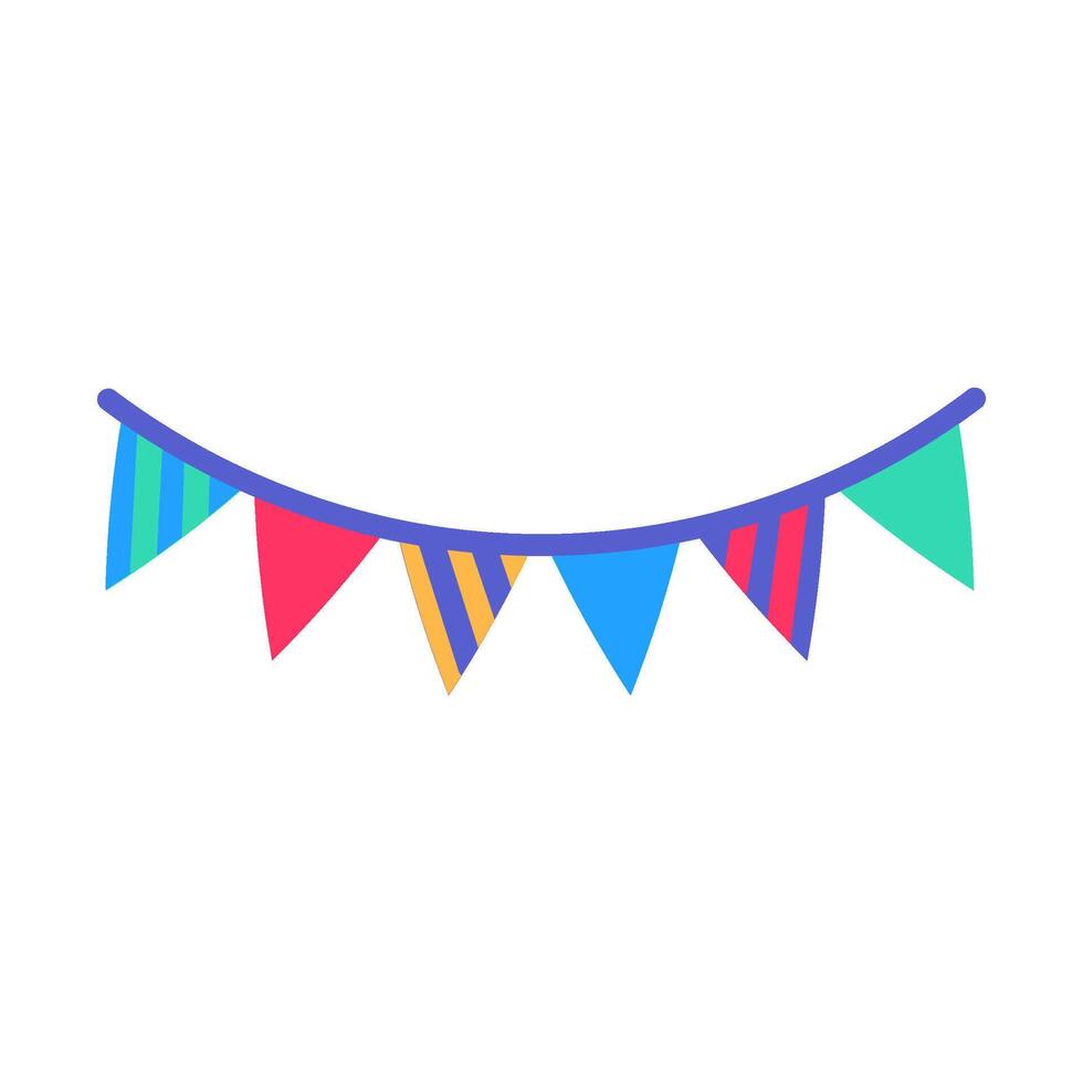 Garland Of Flags Birthday Party Color Stroke Icon vector