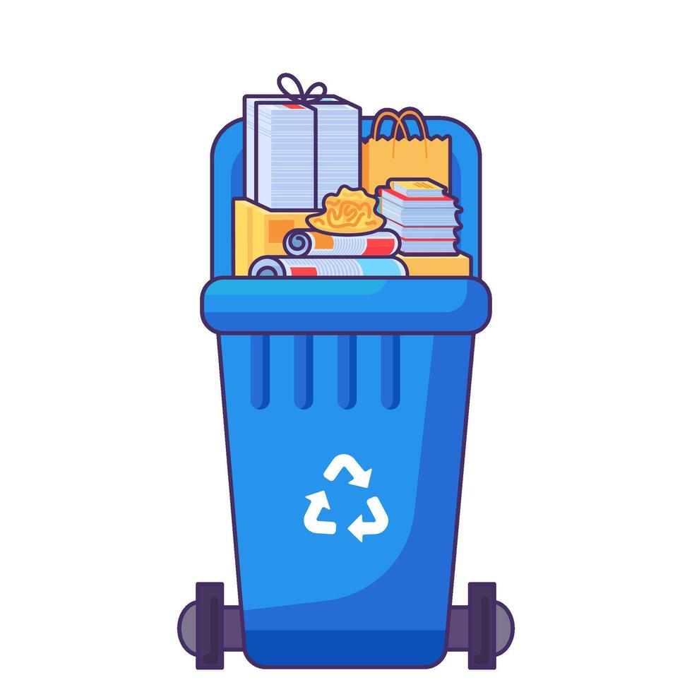 Fulled Transportable Paper Waste Container vector
