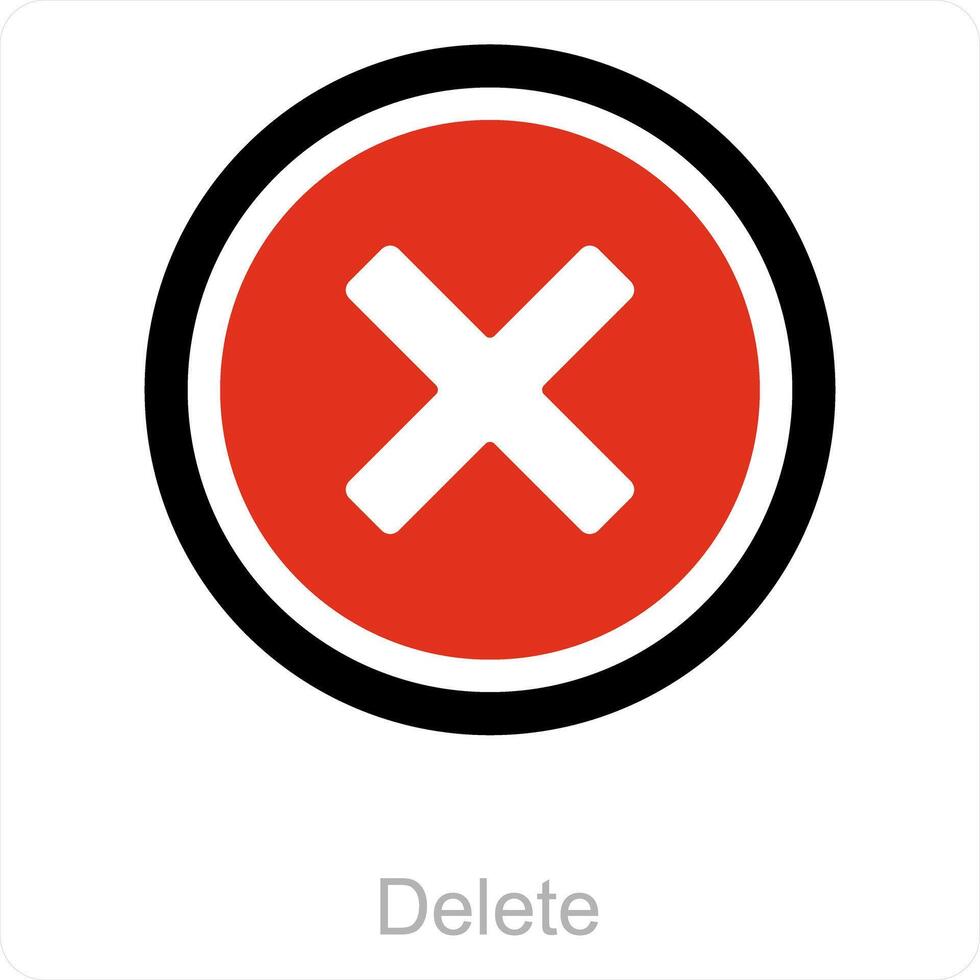 delete and cross icon concept vector
