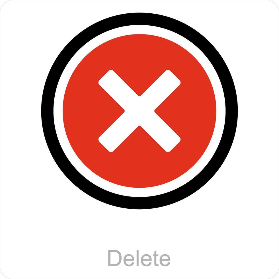 delete and cross icon concept vector