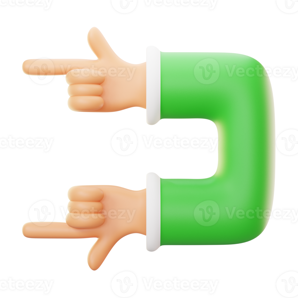 two hands pointing left 3d icon illustration png