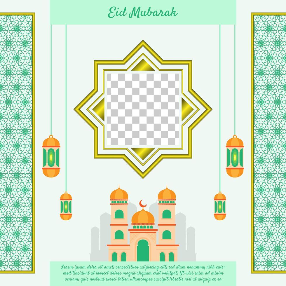 Ramadan template with photo frame and ornaments vector