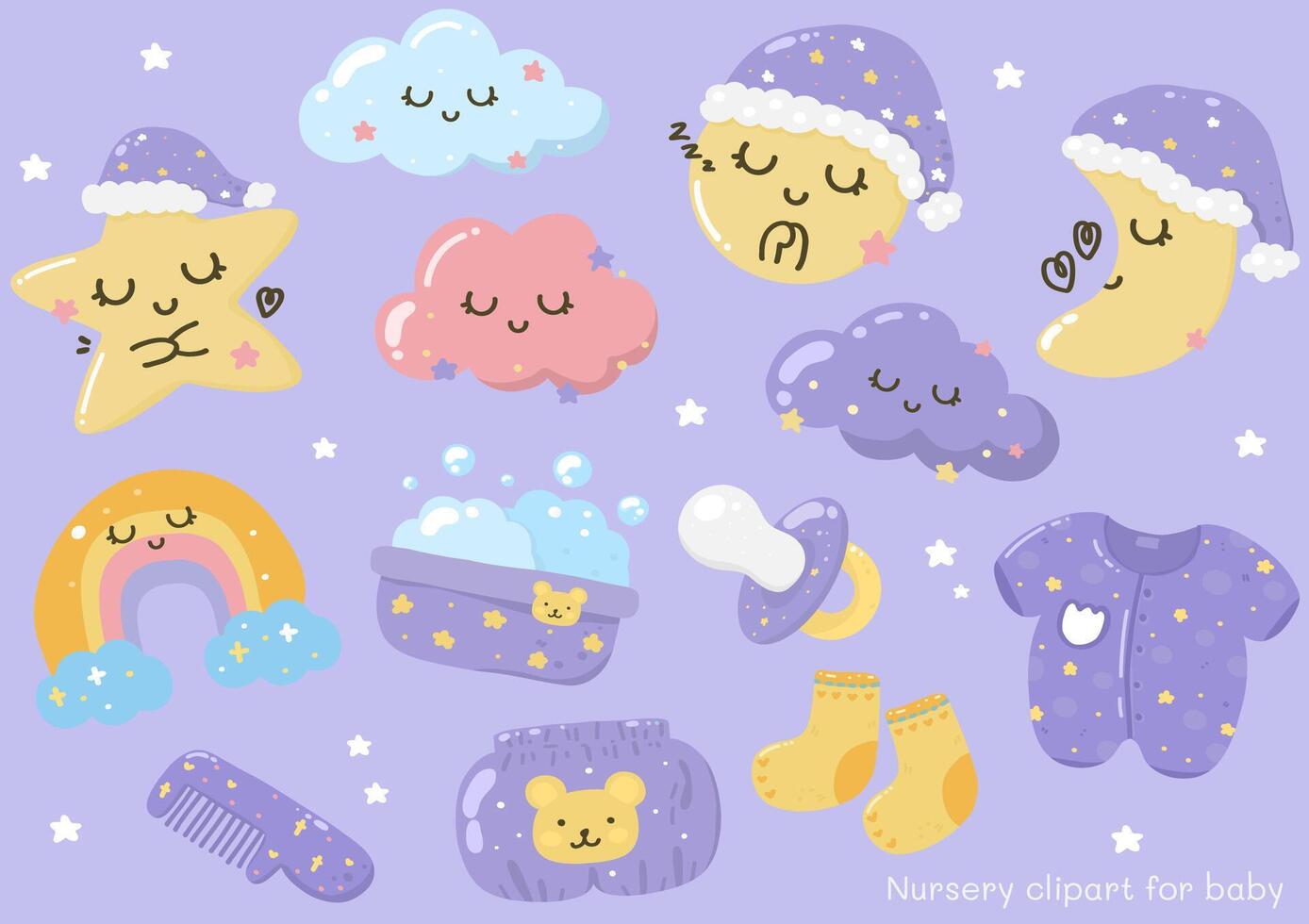 Illustration set of nursery clipart for baby vector