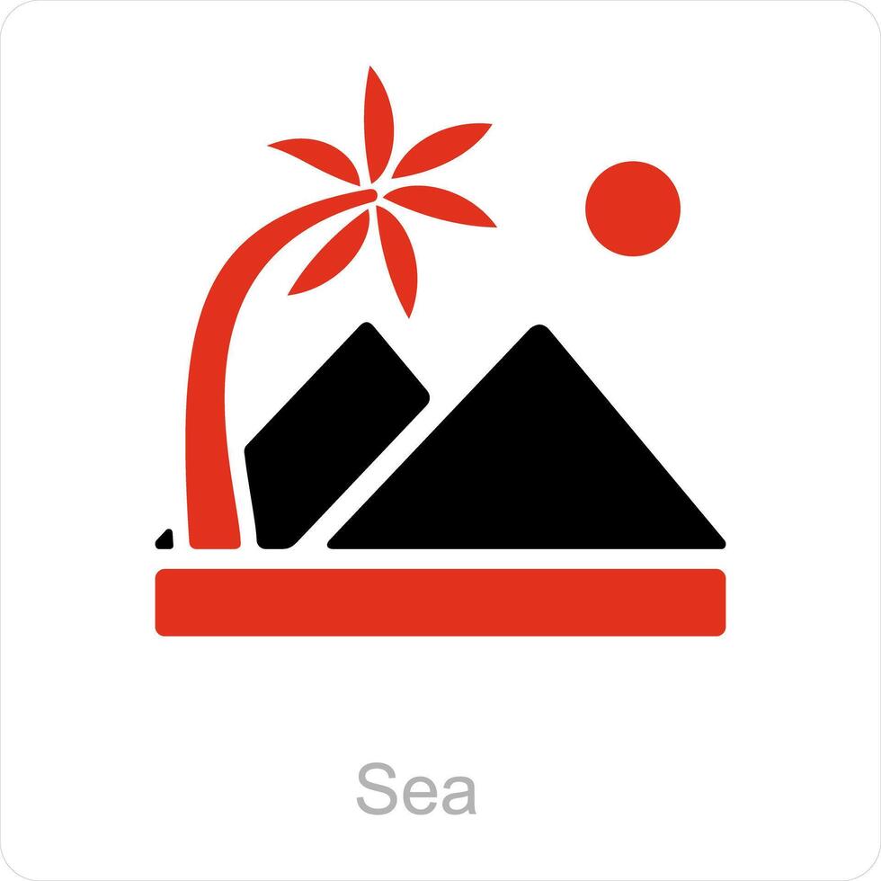 sea and sun icon concept vector