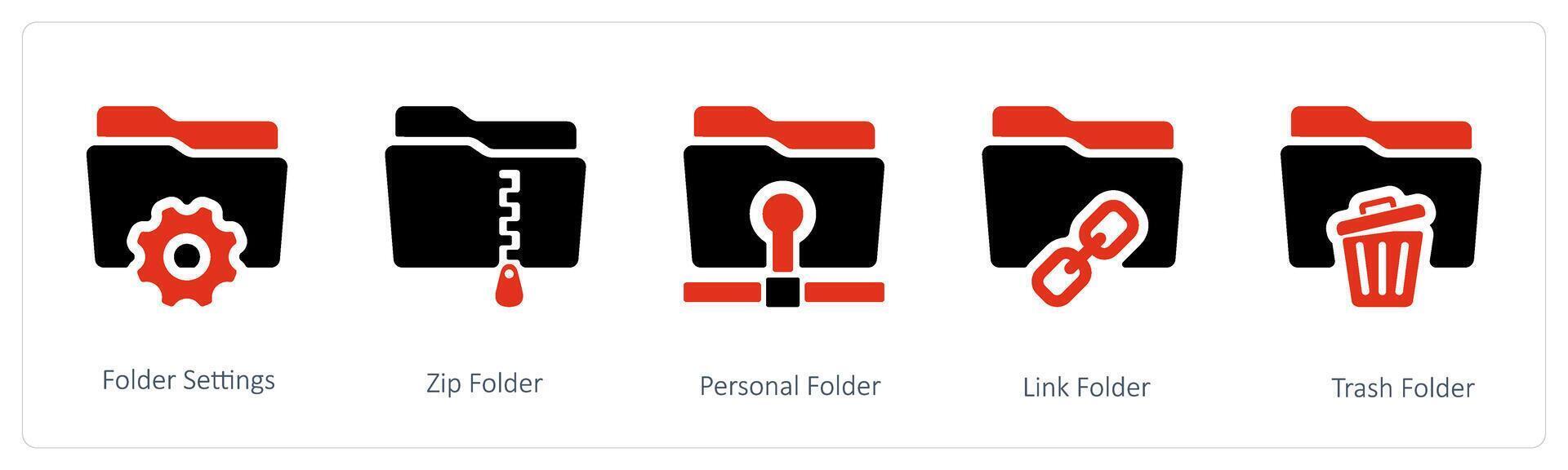 folder setting, zip and personal folder vector